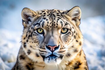 Majestic Snow Leopard Portrait: Close-up Wildlife Photography, Rule of Thirds Composition