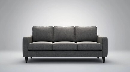 Fototapeta premium Gray sofa centered on plain background