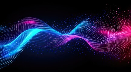 Abstract wavy, glowing particles