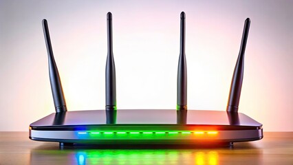 Modern Wireless Router Silhouette, Wifi Antenna, White Background, Network Device, Home Tech, Silhouette Photography