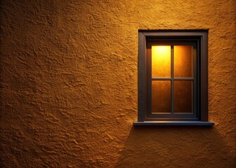 Mysterious Black Window Brown Wall - Dark Room Interior Photography Stock Image
