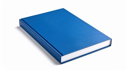 Blue Hardcover Book On White Background