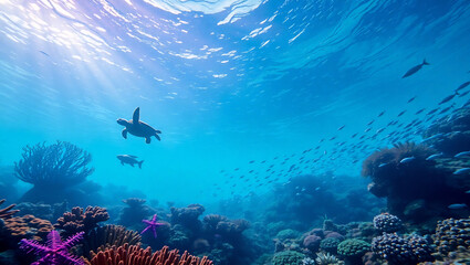 Fototapeta premium Celestial Coral Reef - World Environment Day Ocean Art 