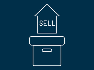 Sell icon. Black Friday icon and symbol. White outline Icon. Simple outline icon.