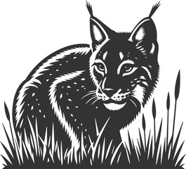 Black artwork lynx animal vector silhouette