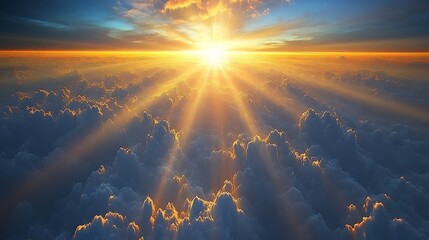 Stunning sunset through clouds