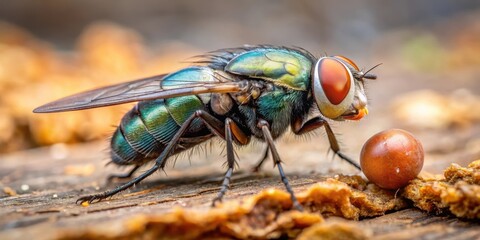 A blow fly lays eggs on a decaying carcass, nature images, decomposition,  nature images, decomposition