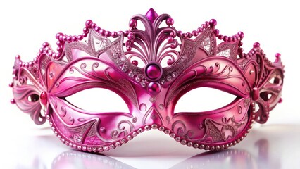 Pink Masquerade Mask, Elegant Venetian Party Mask,  Luxury Costume Accessory,  Isolated White Background,  High-Resolution Product Photo