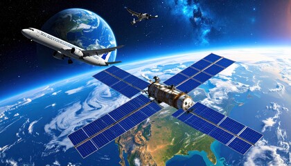 Global network connectivity with satellite plane and worldwide air travel