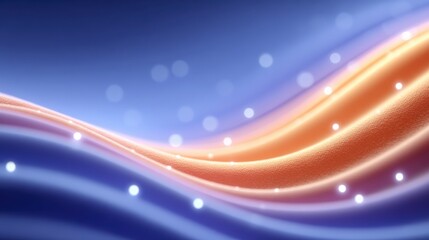 Abstract Blue Orange Energy Waves  Soft Light  Smooth Curves Background