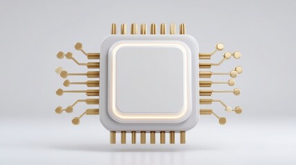 Futuristic Tech Chip  Golden Circuit Board  Abstract Technology  Modern Innovation