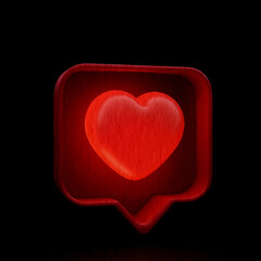 red heart on black background
