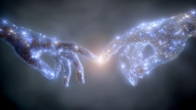 Digital Connection  Abstract Hands Touching  Network  Innovation