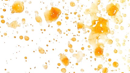 Abstract Honey Droplets Isolated on White Background with Bright Golden Tones