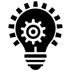 Lightbulb with gears silhouette vector illustration