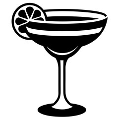 Margarita cocktail glass silhouette vector illustration
