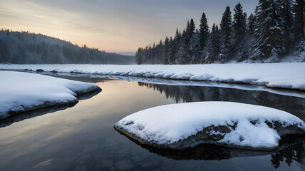 Fototapeta premium winter landscape with snow