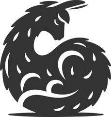 Naklejka premium Vector llama alpaca animal art drawing silhouette