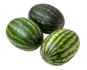 Three Whole Watermelons Isolated on Transparent Background