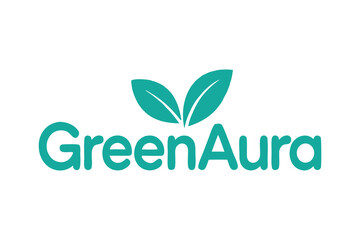 Obraz premium Green Aura Logo with Two Leaves