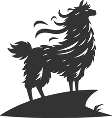 Vector llama alpaca animal art drawing silhouette