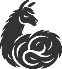 Vector llama alpaca animal art drawing silhouette