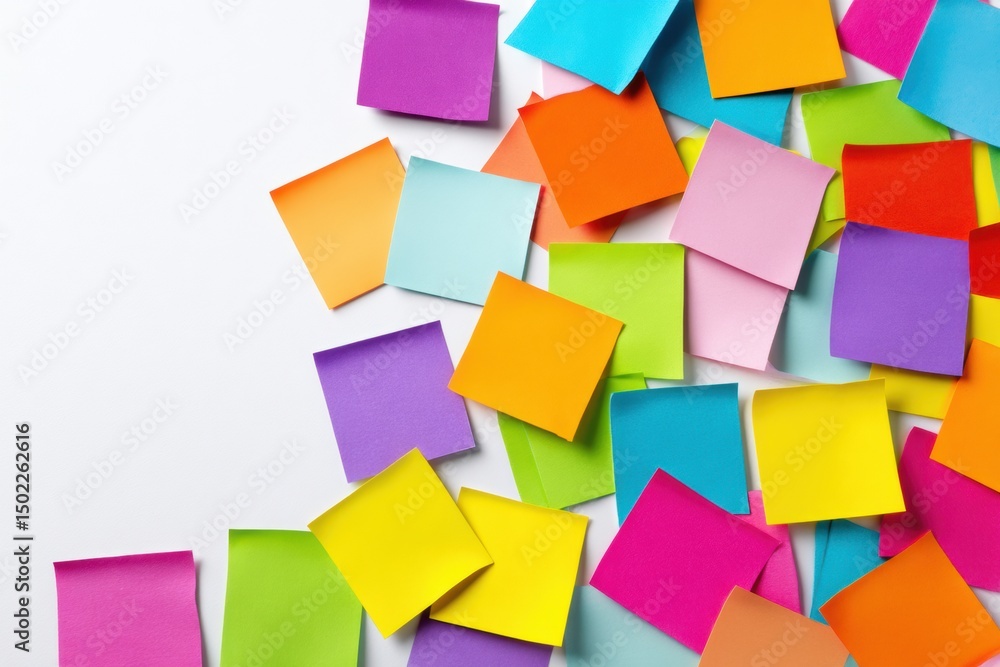Aufkleber colorful sticker set scattered on clean white background showcasing various shapes and sizes for cre