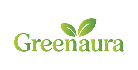 Green Aura Logo with Two Leaves