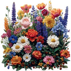 Obraz premium Lush flower bed with bright vivid blossoms high resolution picture