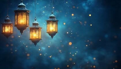 Obraz premium Ornamental lanterns illuminated at night