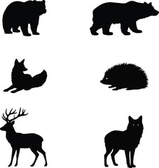 Wild Forest Animal Silhouettes  Bear, Fox, Deer, Wolf, and More for Nature Design