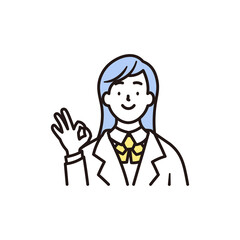 笑顔で喜んでいる女子高校生のシンプルな上半身のイラスト素材