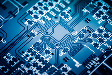 Close-up of the computer motherboard