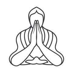 Geometric Lotus Prayer Pose Line Art