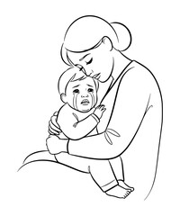Child crying in mother’s lap