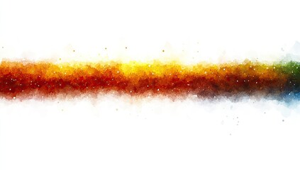 A horizontal band of vibrant color, transitioning from warm reds and oranges to cool blues and greens, with a white background