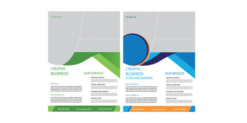 Corporate business flyer template design set with blue, orange, red and yellow color. marketing, business proposal, promotion, advertise, publication, cover page. new digital marketing flyer set.