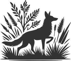 Artwork animal drawing silhouette of a jackal vector