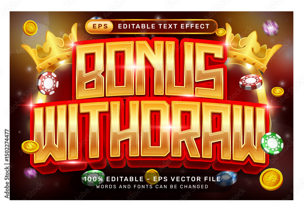 Poster bonus withdraw 3d text effect and editable text effect