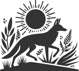 Artwork animal drawing silhouette of a jackal vector