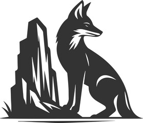 Artwork animal drawing silhouette of a jackal vector