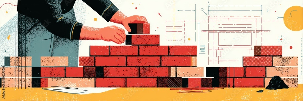 Aufkleber Comprehensive Brick Laying Tutorial Demonstrates Construction Techniques and Skills for Beginners and Enthusiasts During a Practical Learning Session