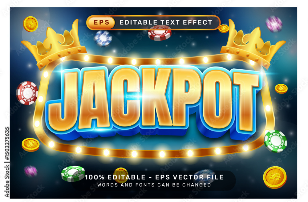 Aufkleber jackpot 3d text effect and editable text effect