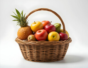 Fruit Basket Filled with Colorful Assortment of Fresh Produce