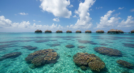Fototapeta premium Tropical Island Paradise: Azure Ocean and Sandy Beach