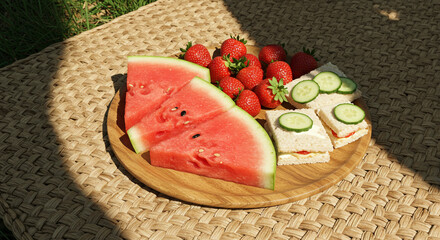 Fresh Watermelon Slices on a Plate