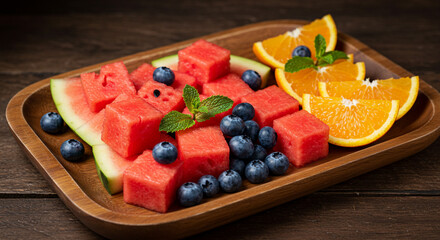 Fresh Cut Seedless Watermelon on a Plate