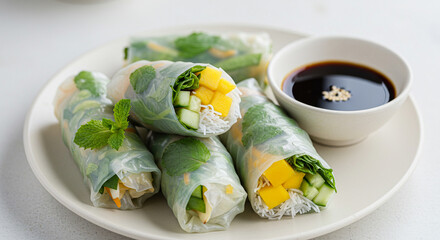 Fresh Gỏi Cuốn Ingredients: Rice Paper, Vegetables, and Noodles