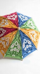 Colorful quilling paper umbrella art craft design handmade decoration vibrant creative artistic style