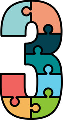 Colorful Jigsaw Puzzle Number